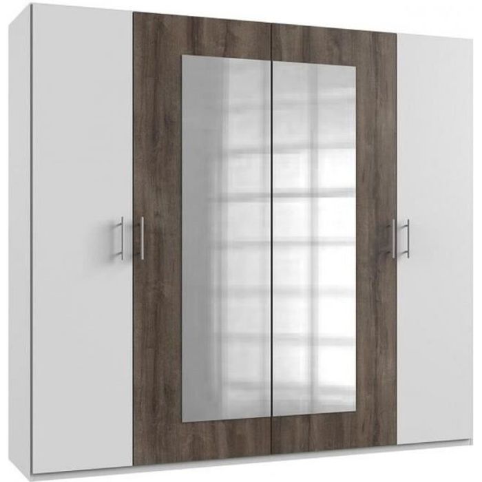 Armoire 1/2 penderie, 1/2 lingère 4 portes EVA largeur 225 blanc