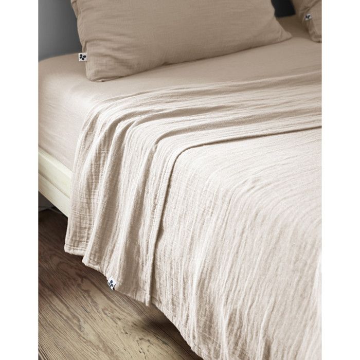 Drap plat ga&iuml;a toutes dimensions gaze de coton - ga&iuml;a pampa - 240 x 300 cm pour lit 2 places