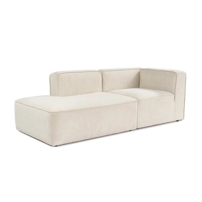 Canapé modulable 2 places Blanc Tissu Moderne Confort