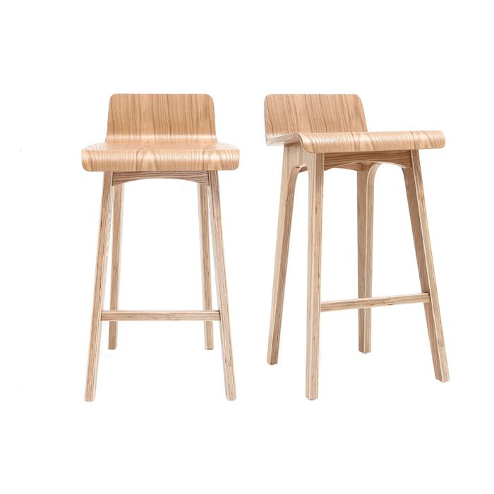 Miliboo - Tabourets de bar scandinaves bois clair H65 cm (lot de 2) BALTIK