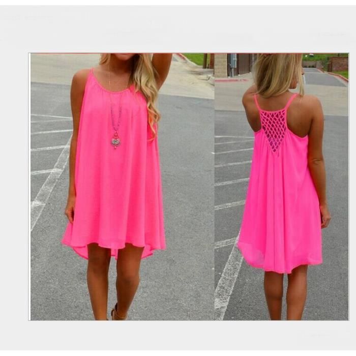 Robe femme été sexy fluo plage soirée bretelle