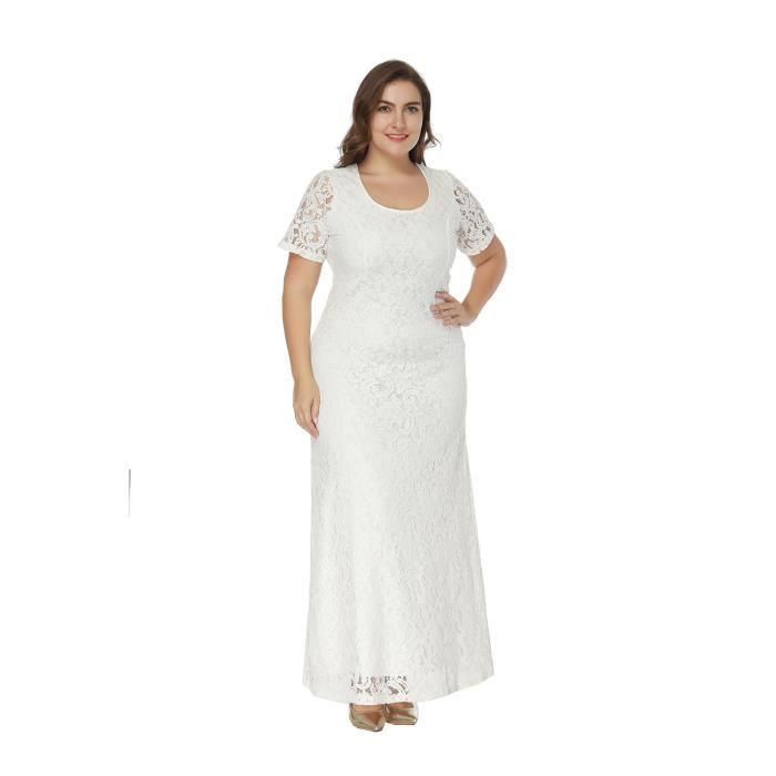 Maxi Robe femme grande taille XL-8XL col rond dentelle ajourée pour la  soirée sexy blanc Blanc - Cdiscount Prêt-à-Porter