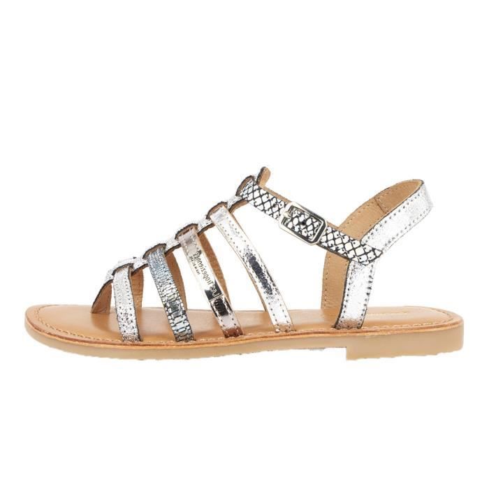 LES TROPEZIENNES Sandales C19357 Hirson Argent Serpent Enfant Argent serpent Cdiscount Chaussures