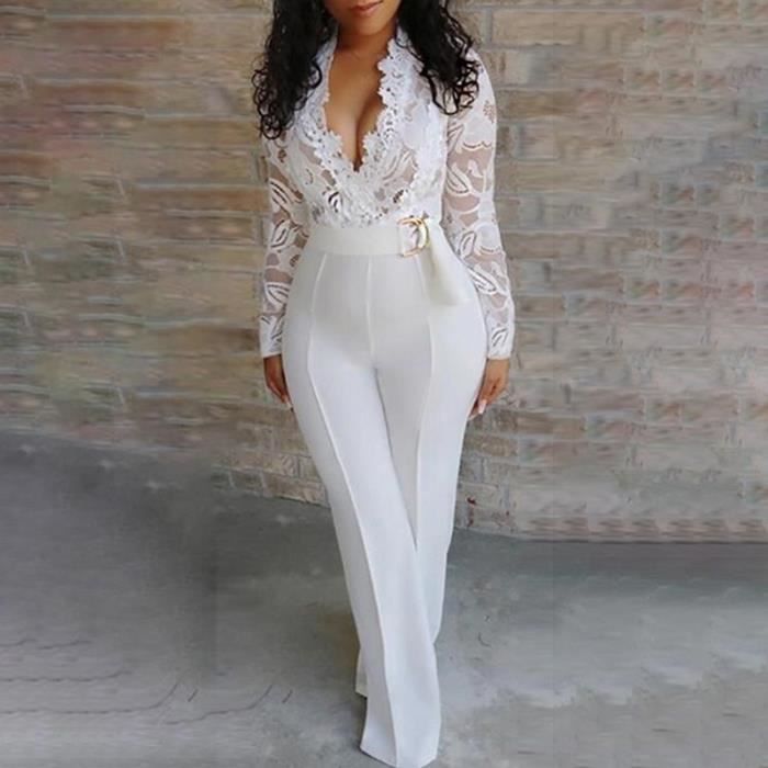 Combinaison l gant dentelle barboteuses femmes t combinaison