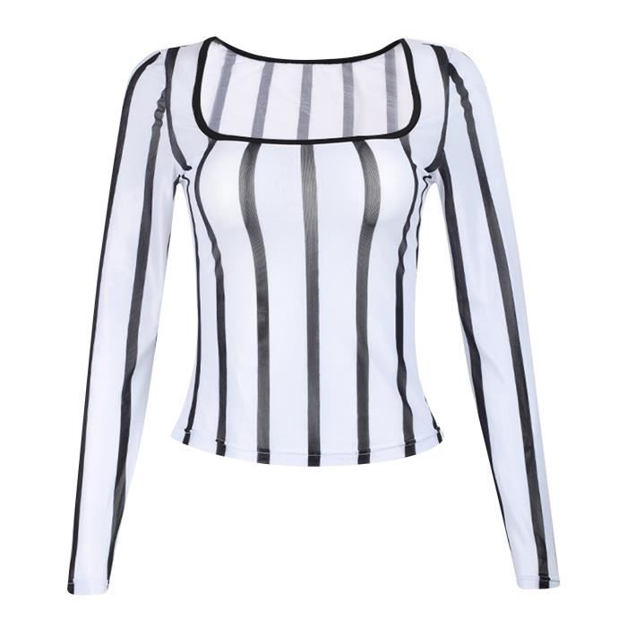 Tee-Shirt Femme Manches Longues Rayé