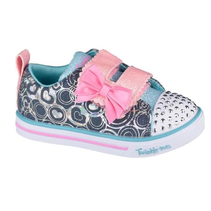 Skechers Baskets bébé - SKECHERS - Sparkle Litelil Heartsland - Bleu marine - Scratch - Synthétique
