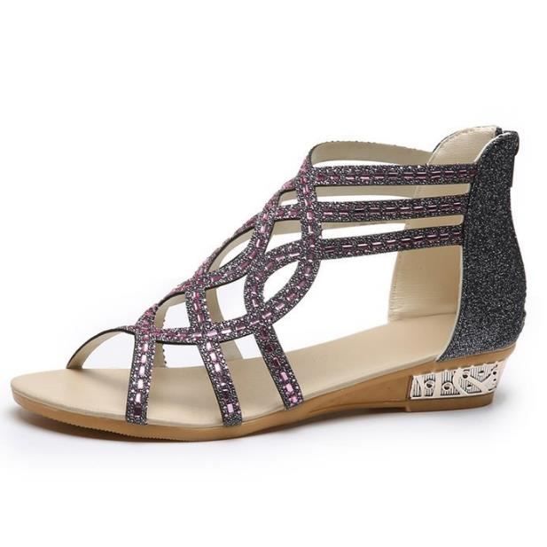 Sandales Compensées Femme - Confort Orthopédique - Semelle Mémoire De Forme - Pour été