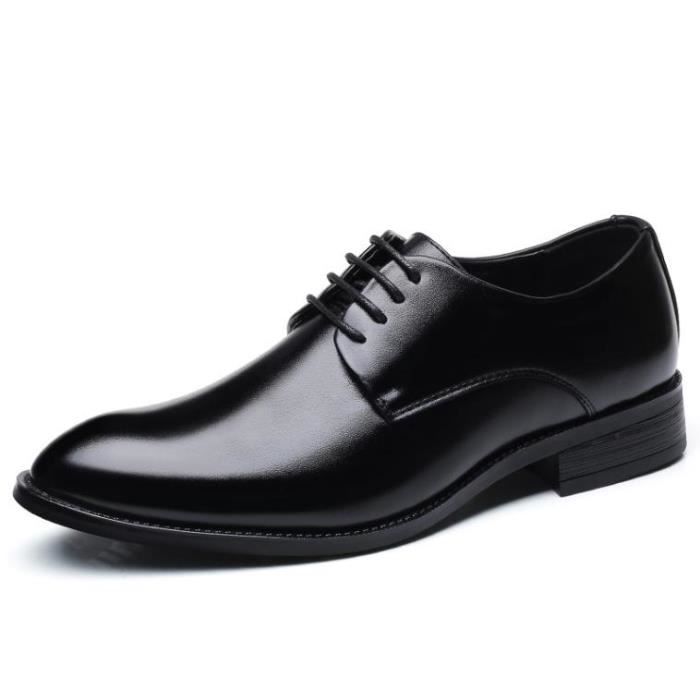 Derby Chaussure Chic Homme - Noir Blanche - Cuir verni - Talon bas - Confortable et élégante