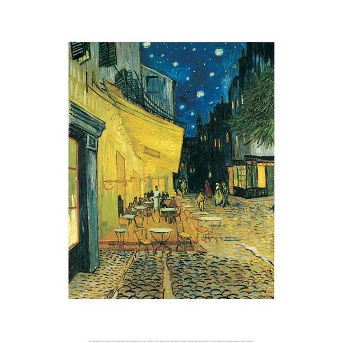 affiche terrasse du cafe le soir achat vente affiche poster cdiscount