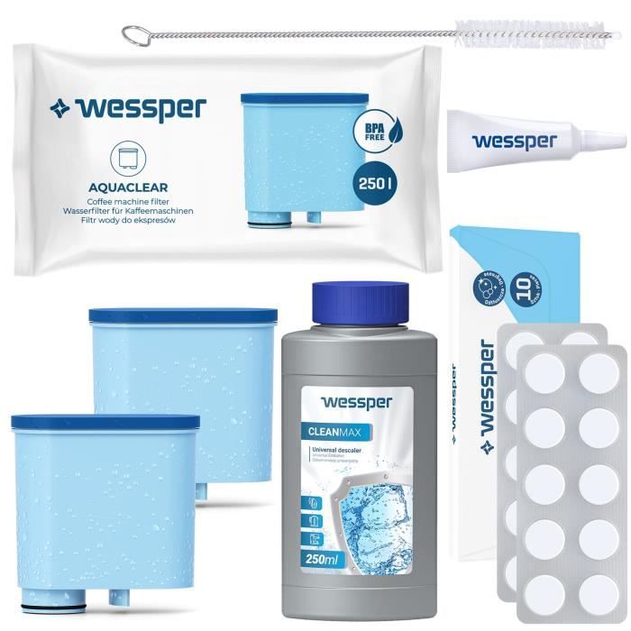 Graisse, nettoyant, pastilles de nettoyage Aquafloow, détartrant Wessper  250 ml, 2 filtres Aquafloow pour la machine à café Philips - Cdiscount  Electroménager