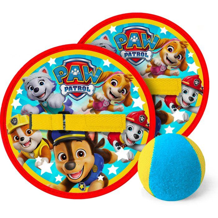 Jeu de lancer attraper Pat'Patrouille Scratch 2 raquettes 19 cm et balle adhérente jaune Neuf - vue 4