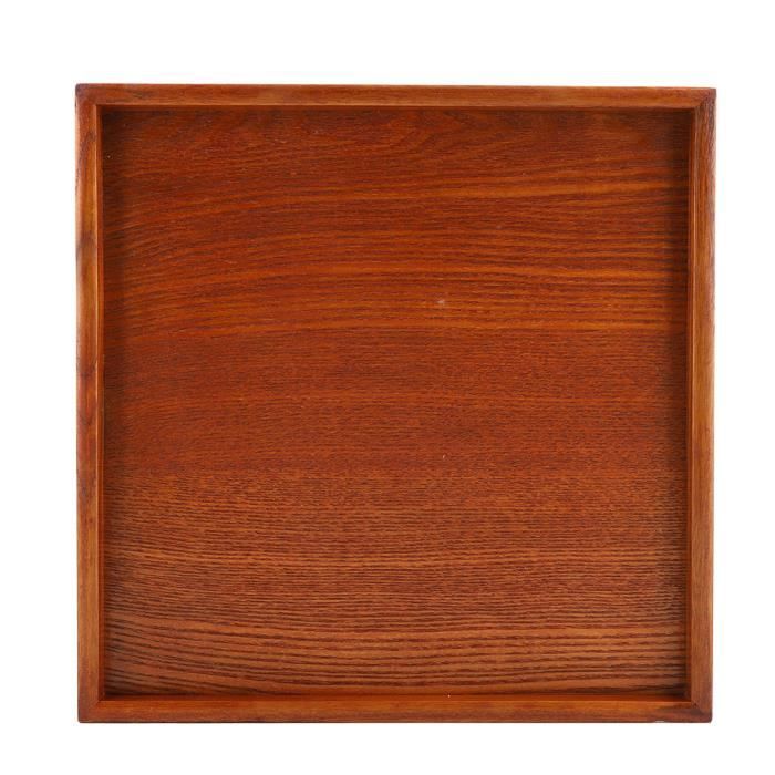 Plateau De Service Carré Bois Paulownia 30x30 Cm Noir - Plateau Décoratif Cuisine Et Restauration