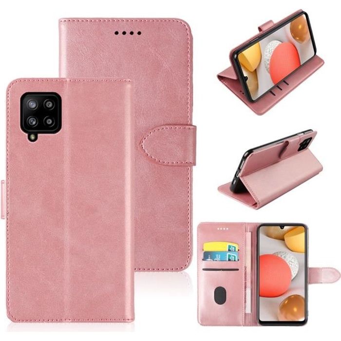 Telephone Etui Coque pour Samsung Galaxy A12 Protection Housse en Cuir PU Emplacements Cartes Fonction Support or rose Cdiscount Telephonie