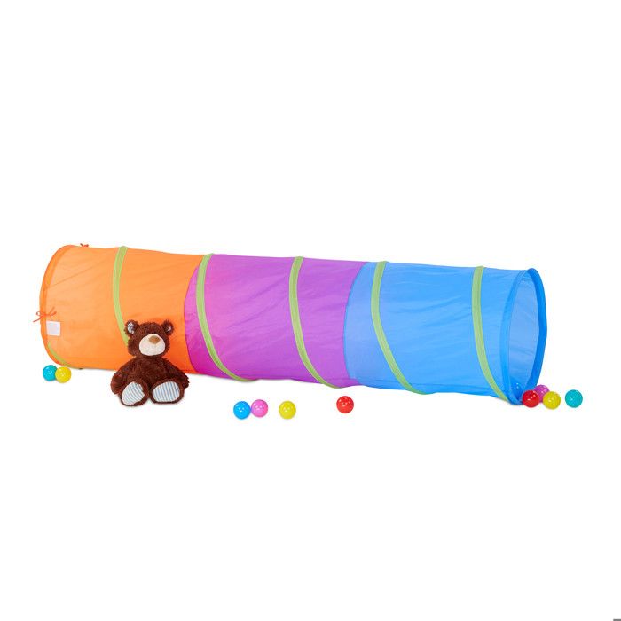 Relaxdays Tunnel de jeu coloré enfants Pop Up tente jeu plein-air jouet tunnel rampant solide tente fille garçon coloré