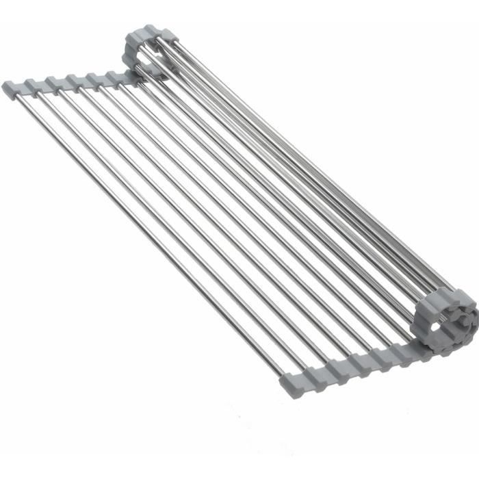 Égouttoir à Vaisselle Métal Gris Avec Plaque De Drainage – Rangement Cuisine, Rzx6364