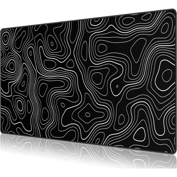 Tapis De Souris Gaming XL - Tissu Lisse, Bords Cousus - 460x410 Mm - Anti-Dérapant, Lavable - Noir