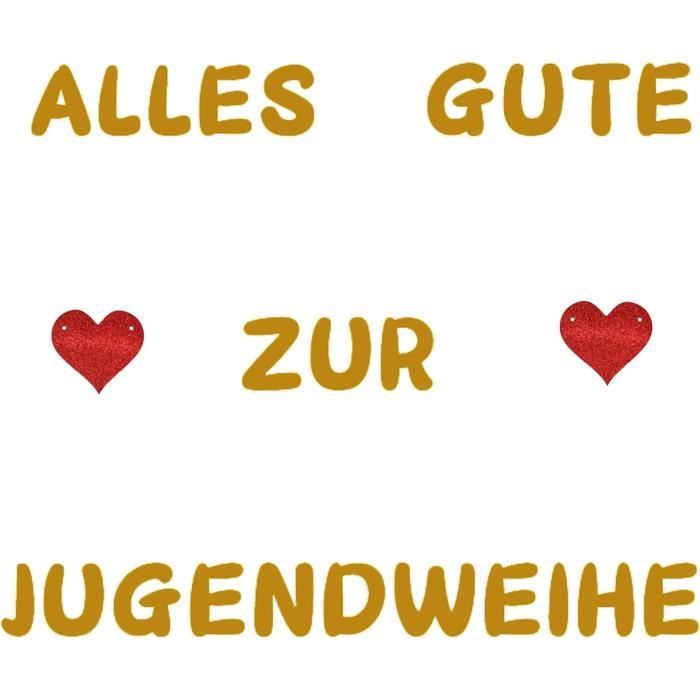 Ghirlanda Decorativa Dorata 'Alles Gute Zur Jugendweihe' - Striscione Auguri Per Consacrazione, 6 Metri, Con Lettere 16cm, Per Festa Di Fine Scuola