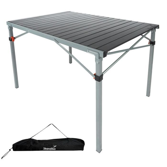 SKANDIKA Table de Camping Pliante en Aluminium -  Maikku - Table pour 6 Personnes - 107 x 70 x 70 cm - Sac de Transport - Max. 80 kg 