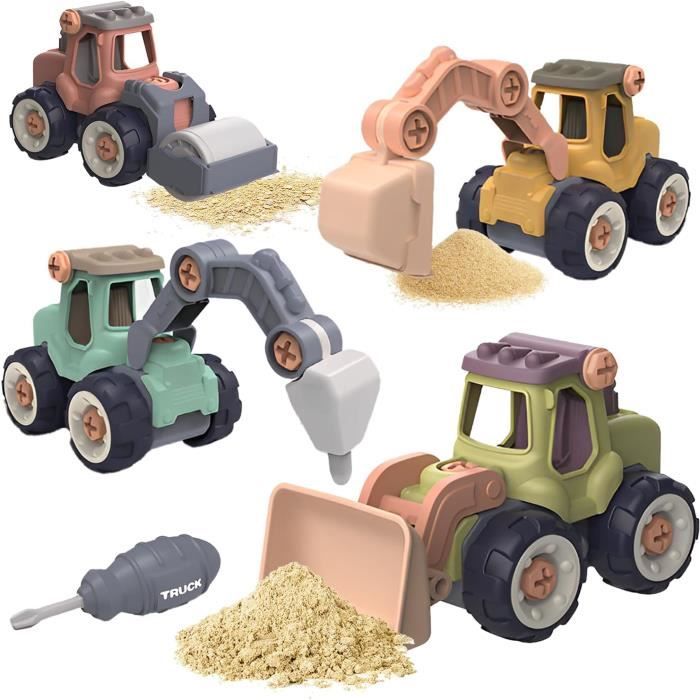 Set 3 Véhicules De Chantier à Friction – Camion Benne, Bulldozer, Pelleteuse – Jouets De Sable Robustes Pour Enfants