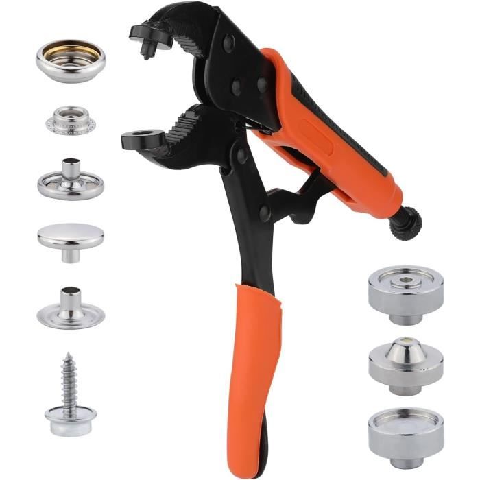 Kit de 200 boutons-pression creux en métal avec pince à main