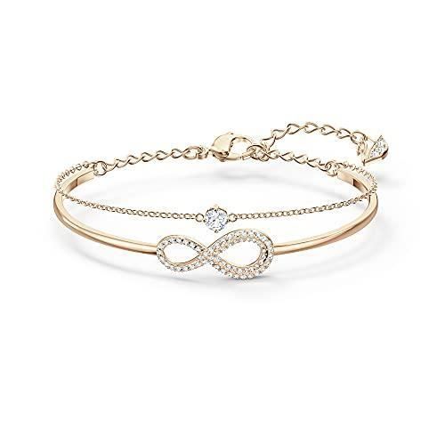 Swarovski Bracelet jonc Swarovski Infinity, blanc, métal doré rose
