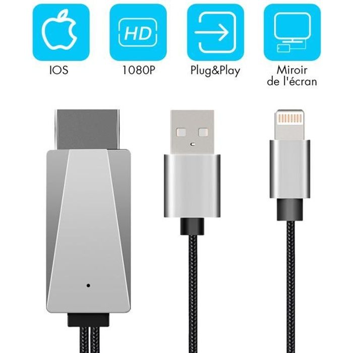 Adaptateur Lightning vers HDMI TV AV Câble Pour iPad iPhone [Connectique  micro]