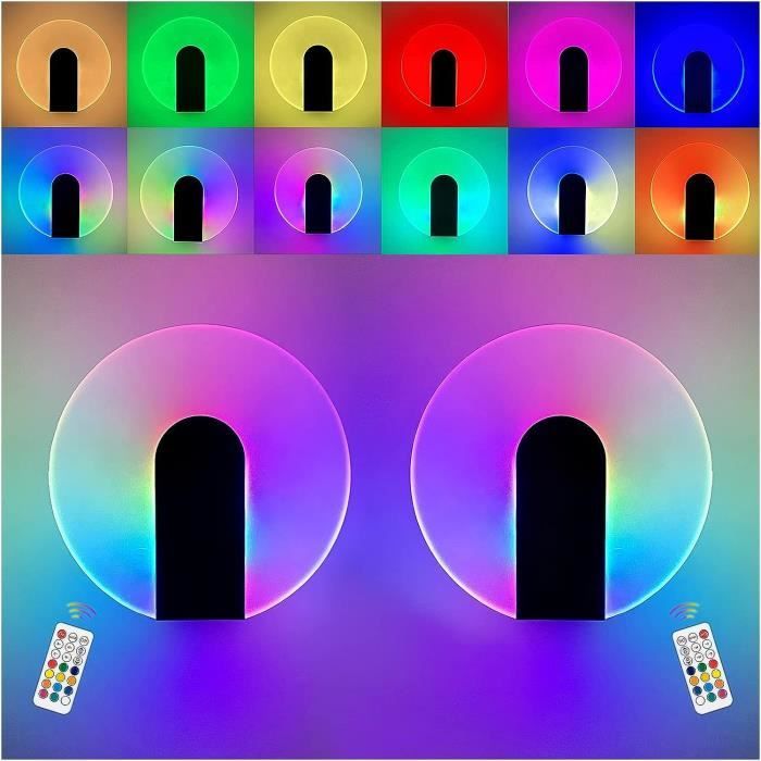 Applique Murale Lune LED HKLY - Lampe Dimmable Télécommande - Déco Moderne Chambre & Salon (24cm)