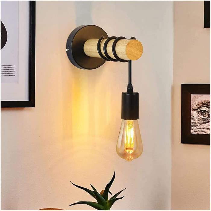 Interrupteur Vintage Mural Noir - Support Lampe E27, Design Rétro, Décoration Maison