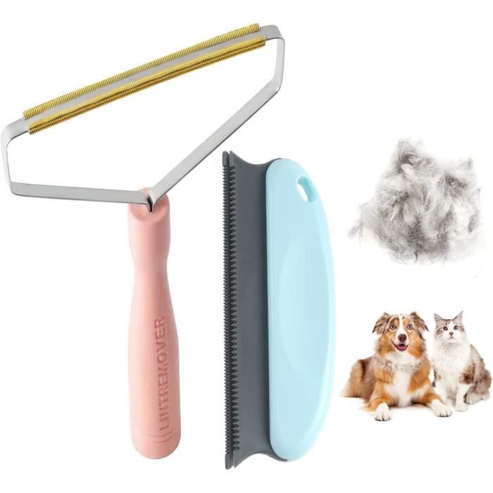 Aurasky Kit Anti-Bouloches Manuel - 2 Rasoirs + 1 Peigne - Enlève Poils Animaux Et Peluches - Pour Vêtements Et Meubles