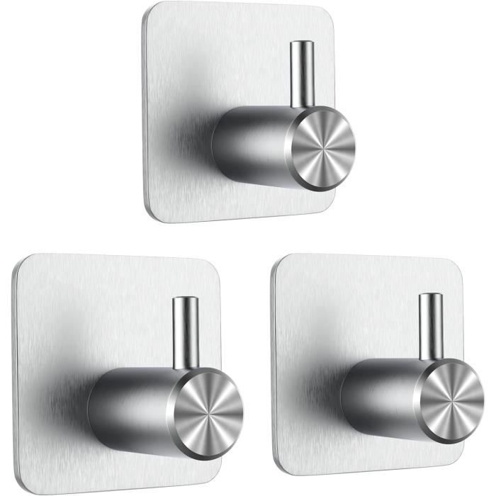 Porte Serviettes Noir Auto-adhésif Salle De Bain Accroche Serviette En Acier Inoxydable Mural Sans Percage Avec Crochet