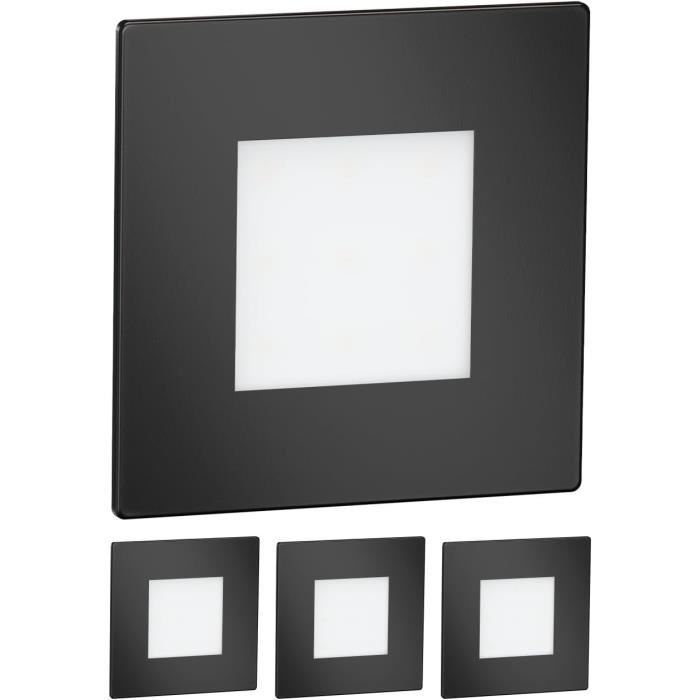 4 LED traplamp/inbouw wandlamp FEX voor binnen en buiten, hoekig, roestvrij staal, 85 x 85mm, warm wit