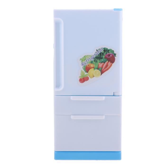 JAWSEU Mini Réfrigérateur 1/12 Pour Maison De Poupée – 17 Accessoires Alimentaires Inclus – Cuisine Miniature Déco Et Jeu – Cadeau Enfant