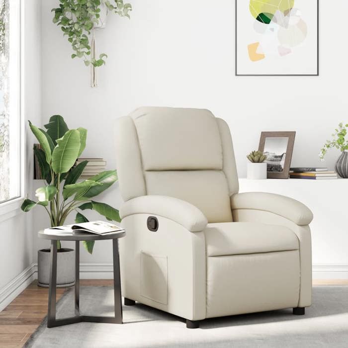 Fauteuil De Massage Inclinable Noir Similicuir - 6 Points De Vibration, Repose-pieds, Inclinaison Manuelle