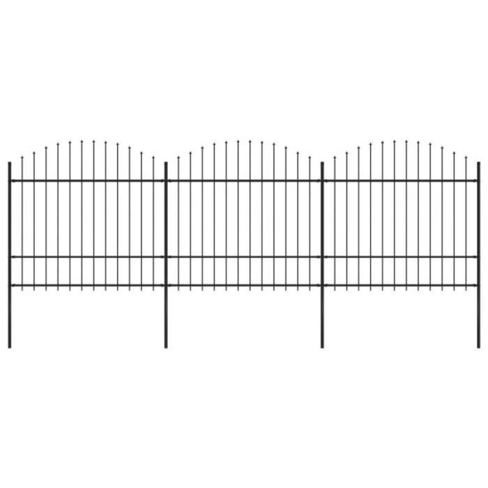 vidaXL Clôture de jardin à dessus en lance Acier 1 5 1 75 x5 1