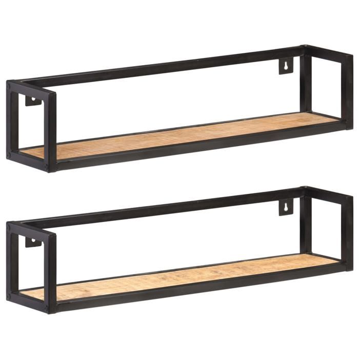 vidaXL Étagères murales 2 pcs 80 cm Bois de manguier brut 320670