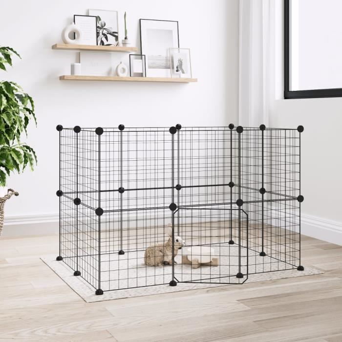 Meilleurs prix pour 3114037 vidaXL Cage animaux de compagnie à 20 panneaux et porte Noir 35x35 cm