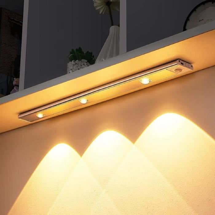 Lampe de placard ®WHD© 40CM Lampe Détecteur de Mouvement LED Lampe Sans Fil  d'Armoire Magnétique Rechargeable USB argent - Cdiscount Maison