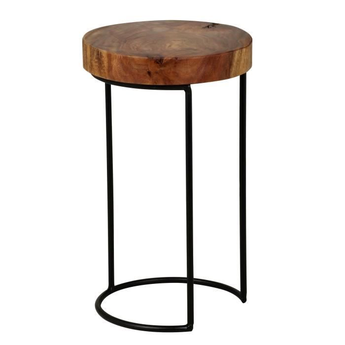 table d'appoint - wohnling - acacia - bois naturel - 28x28x45 cm