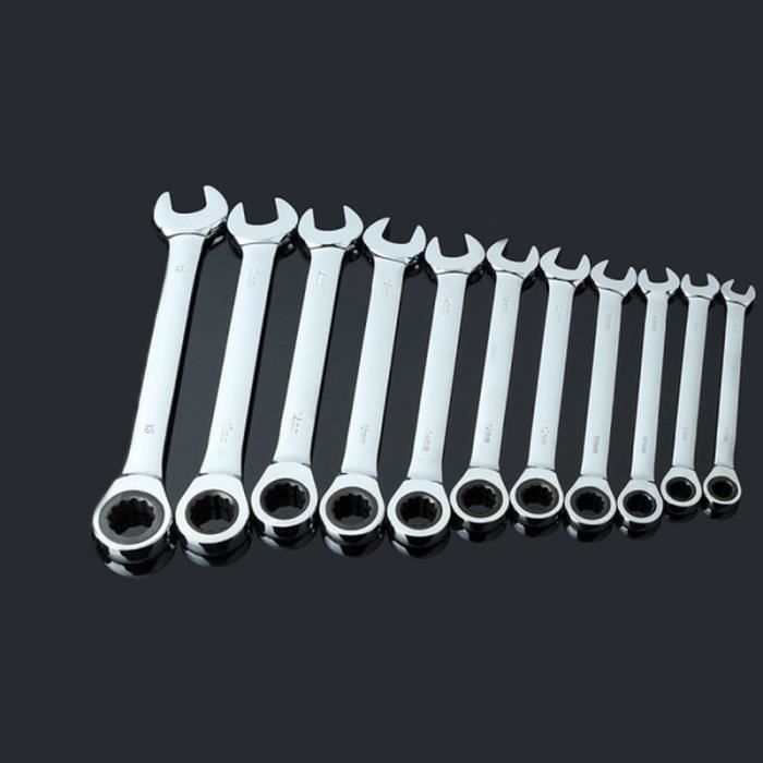 EXO-FIT 38104 Jeu de 9 clés à cliquet polyvalentes – Alliage