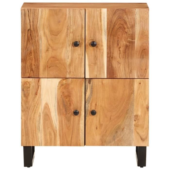 Buffet 2 Portes En Bois De Manguier Massif - 60x33x75 Cm - Style Classique - Rangement Spacieux