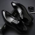 Derby Chaussure Chic Homme - Noir Blanche - Cuir verni - Talon bas - Confortable et élégante-1