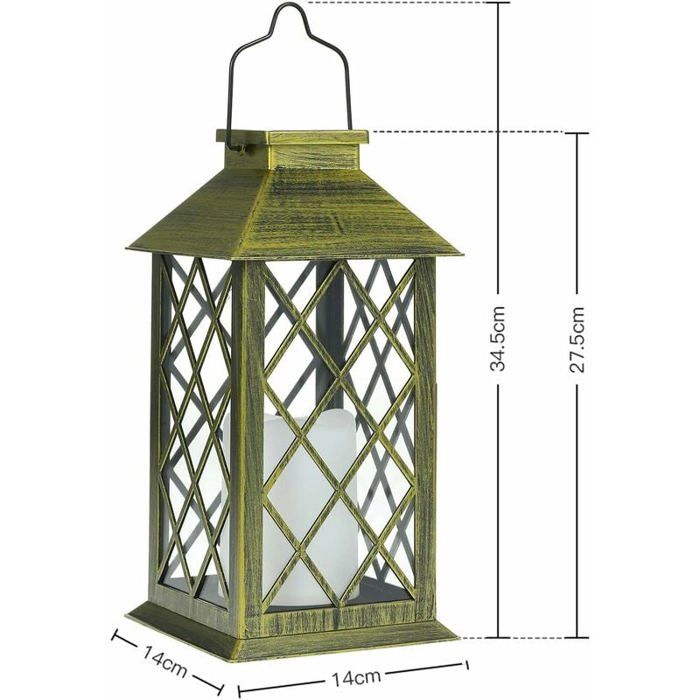 Lot De 2 Lanternes Solaires Extérieur Bougie LED Vacillante – Effet Flamme Réaliste, IP65 Pour Jardin, Terrasse, Balcon