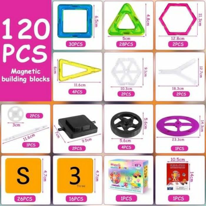 GLAITC Blocs Construction Magnétiques,74 pièces Jeux de Aimantés Co
