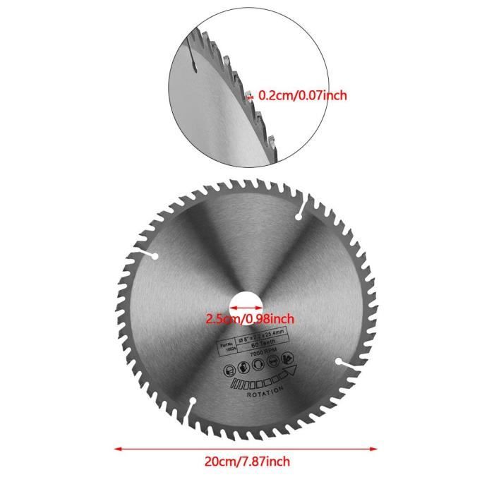 Lame Scie Circulaire 185 × 20 Mm 60 Dents TCT – Bois Tendre/Dur & Panneaux – Anti-bruit Laser