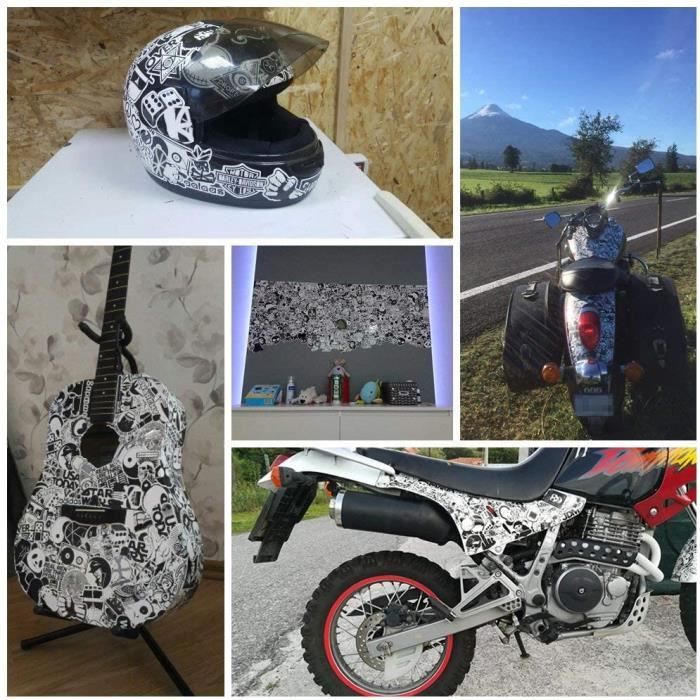 Autocollants [150 pcs], Noir Blanc Graffiti Vinyle Autocollants pour  Ordinateur Portable Voitures Moto vélo Skateboard Bagages Pare