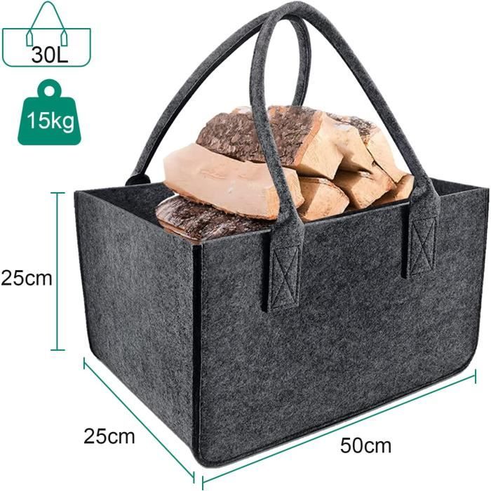 Sac à bois de chauffage en feutre, panier à bois de chauffage avec poignées  50x25x25cm sacs multi-usages pour organisateur de journaux et Magazines en  bois - AliExpress