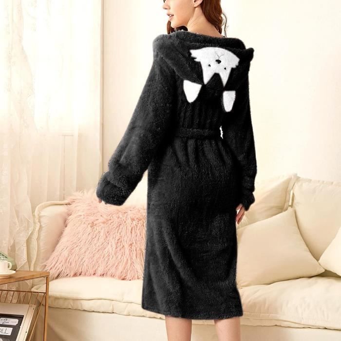 Peignoir femme noir hot sale capuche