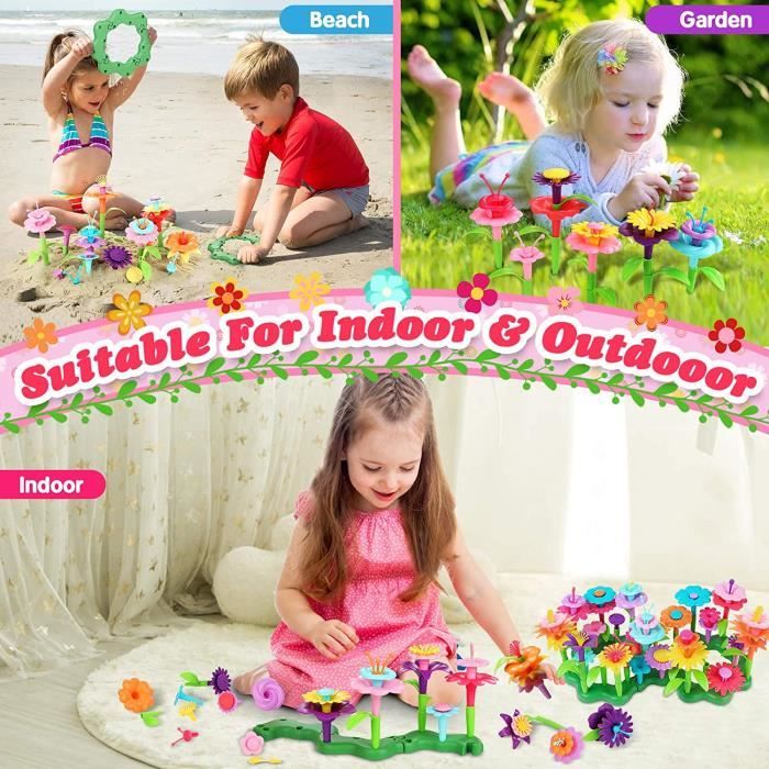 Funsland – Jardin De Fleurs DIY 322 Pièces – Blocs De Construction – STEM – Sac De Rangement – Dès 3 Ans