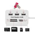 Lecteur de carte mémoire multifonction+3 ports USB HUB Splitter Combo -2