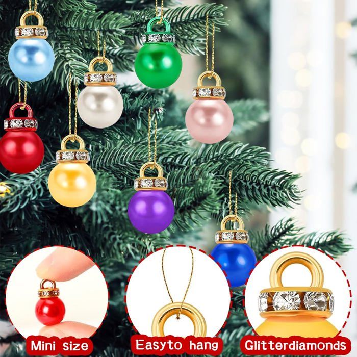 200 Mini Boules De Noël Incassables 10mm | Lot Multicolore Rouge, Vert, Or, Blanc | Décoration Sapin Et Intérieur - 1